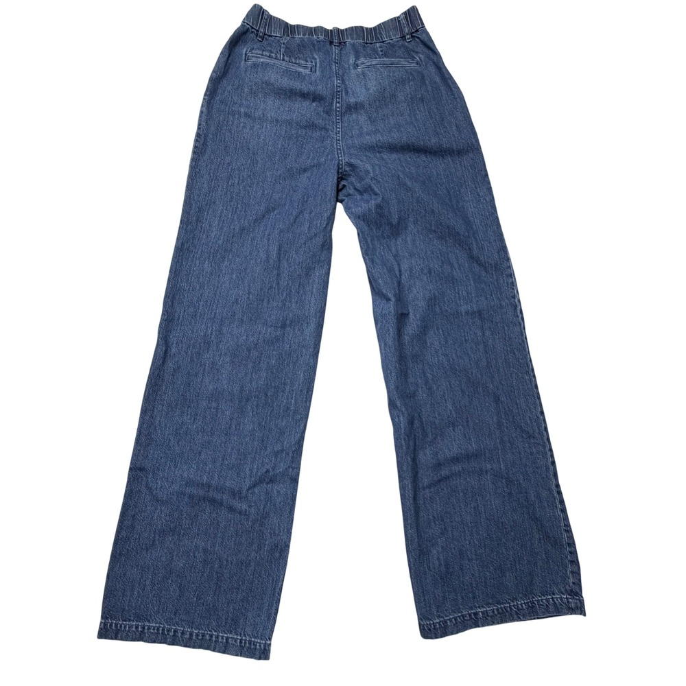 Gap 365 Trouser Jeans Medium Indigo Wide Leg Pleated Womens 6 Tall - Picture 3 of 8